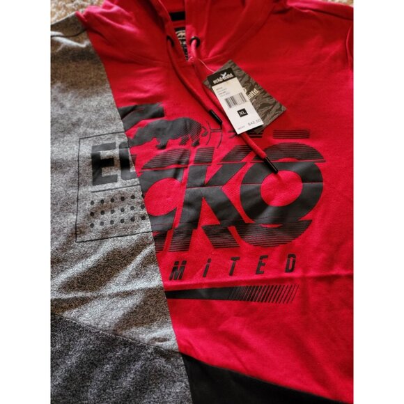 Ecko Hoodie Mens XLarge Rhino Logo Black Red Grey Colorblock NWT - Picture 8 of 8
